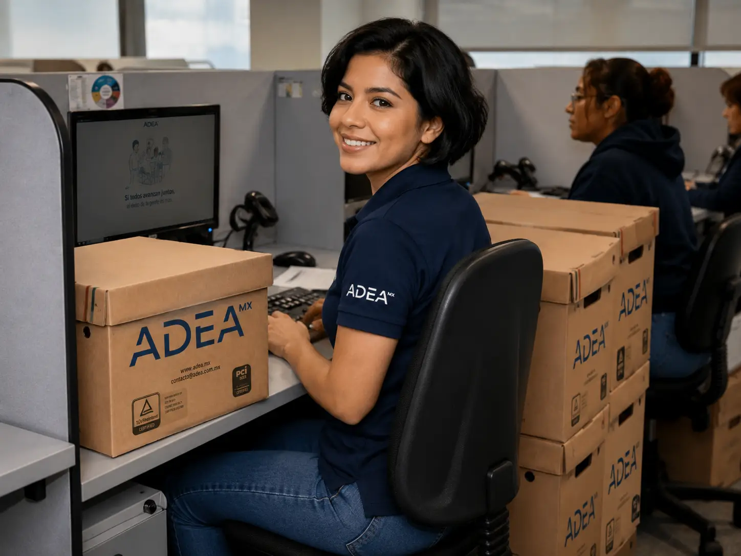 Una empleada del departamento de Mesa de Control de AdeA México